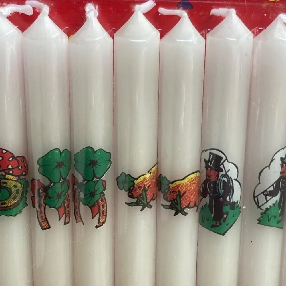 Rare Vtg. Birthday Candles 10 + 1 Larger Candles Mushrooms Girl Boy Luck Germany
